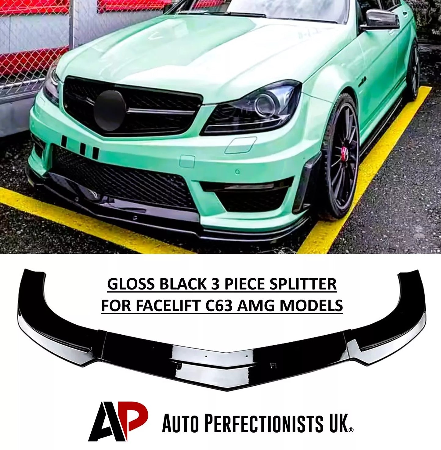 Mercedes C63 AMG W204 Facelift Front Splitter 11-14 ABS Gloss Black