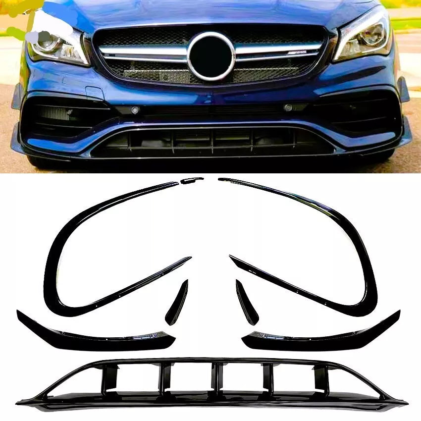 Mercedes CLA W117 AMG Front Splitter Fins 2016-2019 ABS Gloss Black