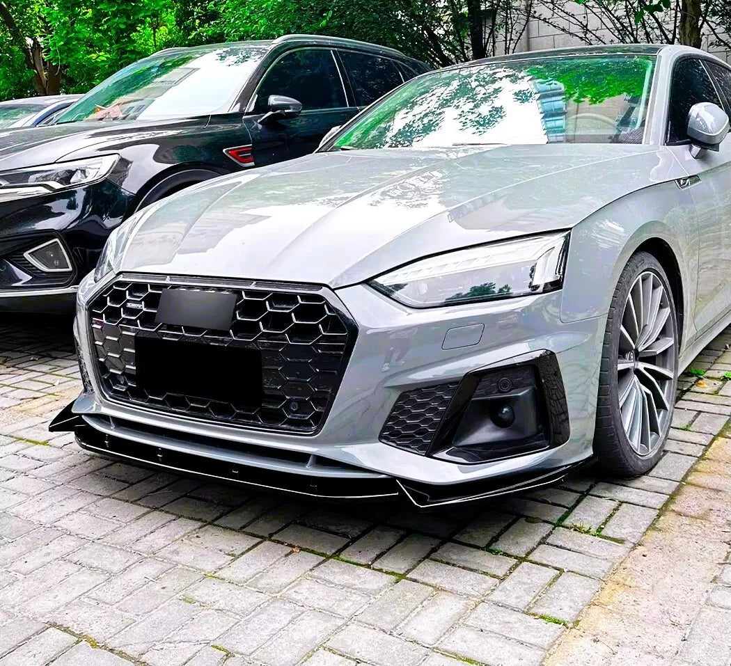 Audi A5 S5 B9.5 S Line Front Splitter Kit 2021-2024 ABS Gloss Black