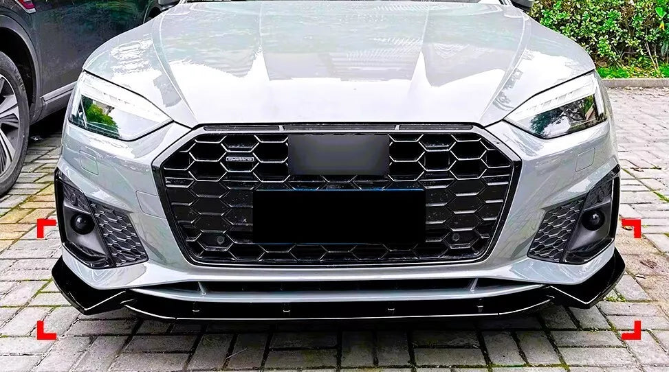 Audi A5 S5 B9.5 S Line Front Splitter Kit 2021-2024 ABS Gloss Black