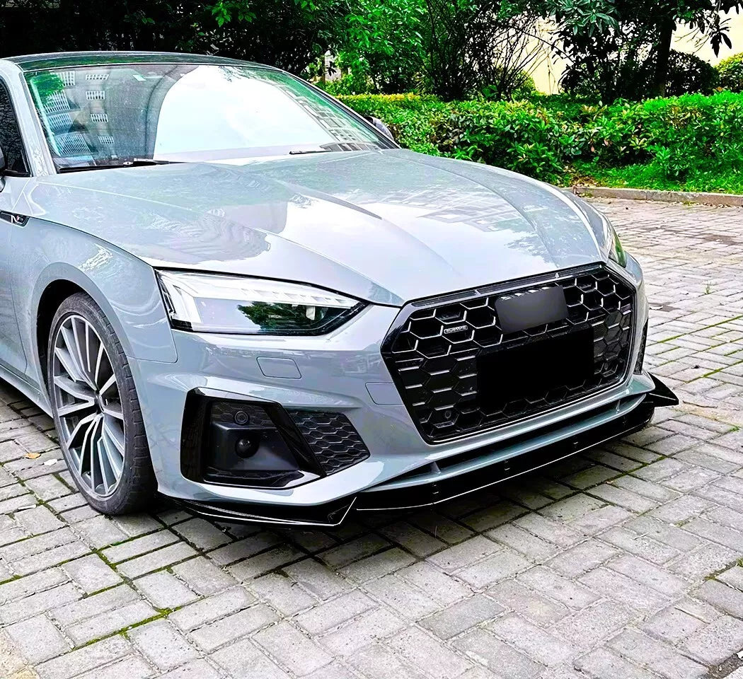 Audi A5 S5 B9.5 S Line Front Splitter Kit 2021-2024 ABS Gloss Black