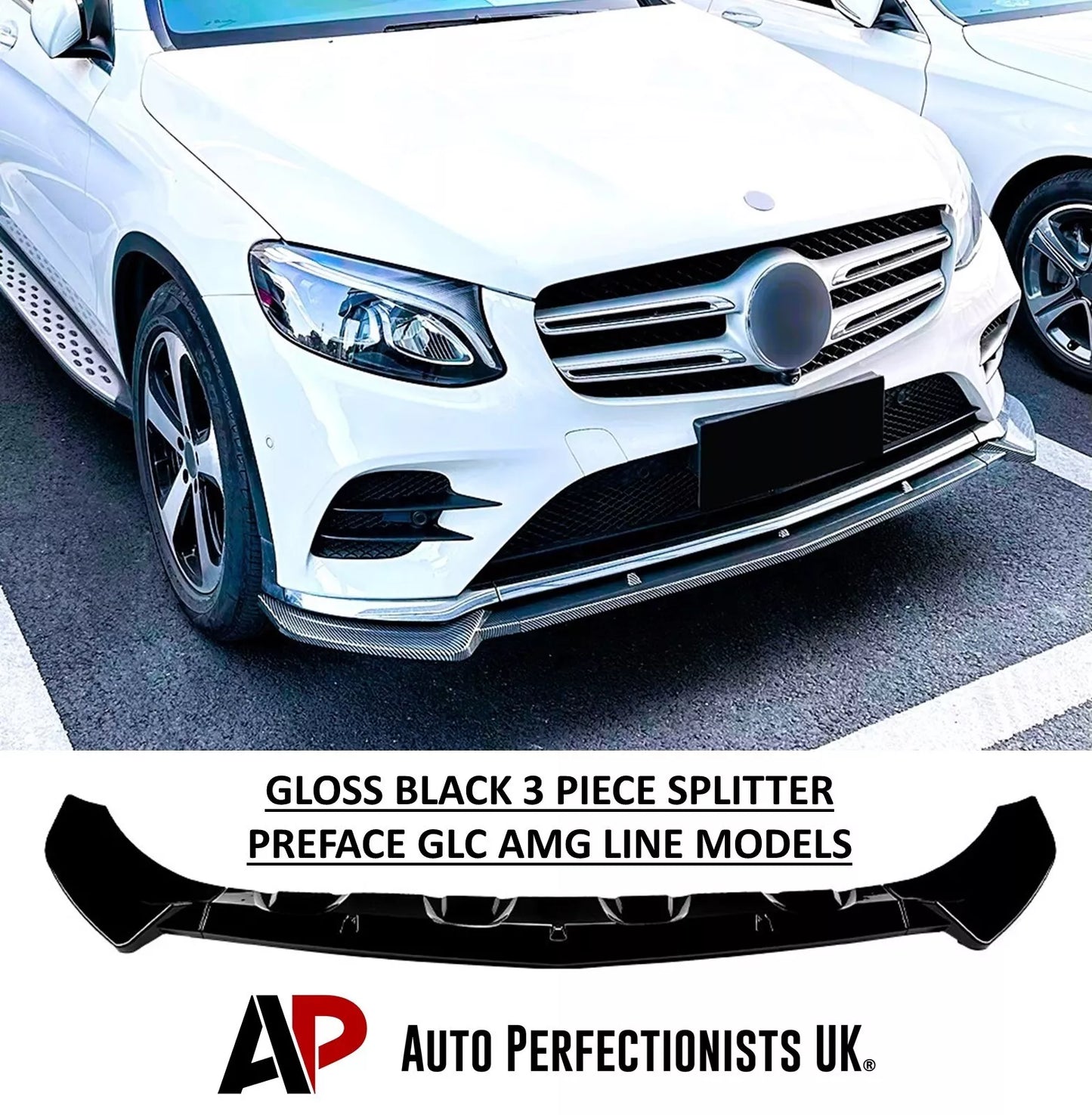 Mercedes GLC X253 C253 Front Splitter Kit 2015-2018 ABS Gloss Black