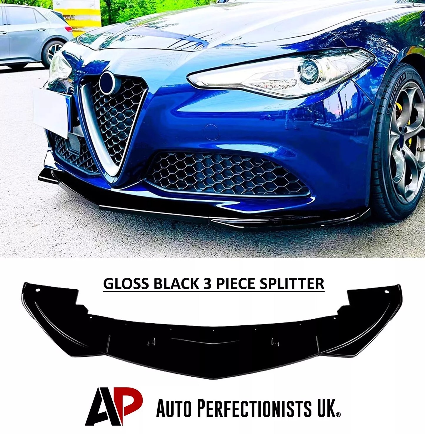 Alfa Romeo Giulia 952 Front Splitter 2015-2024 ABS Gloss Black