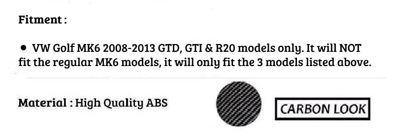 VW Golf MK6 GTD GTI R20 Rear Boot Spoiler 2008-2013 ABS Carbon Fibre