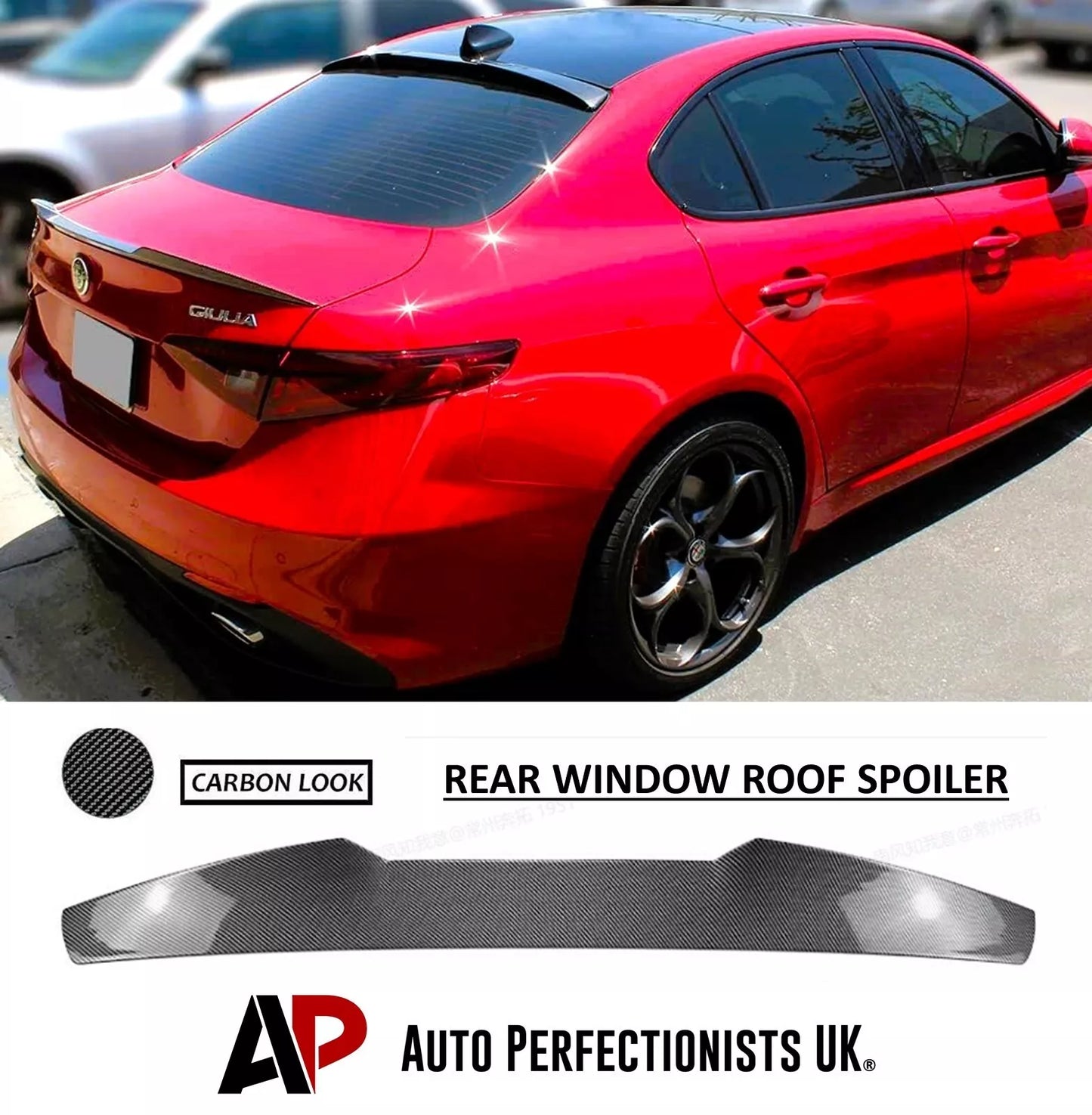 Alfa Romeo Giulia 952 Rear Roof Window Spoiler Lip ABS Carbon Fibre