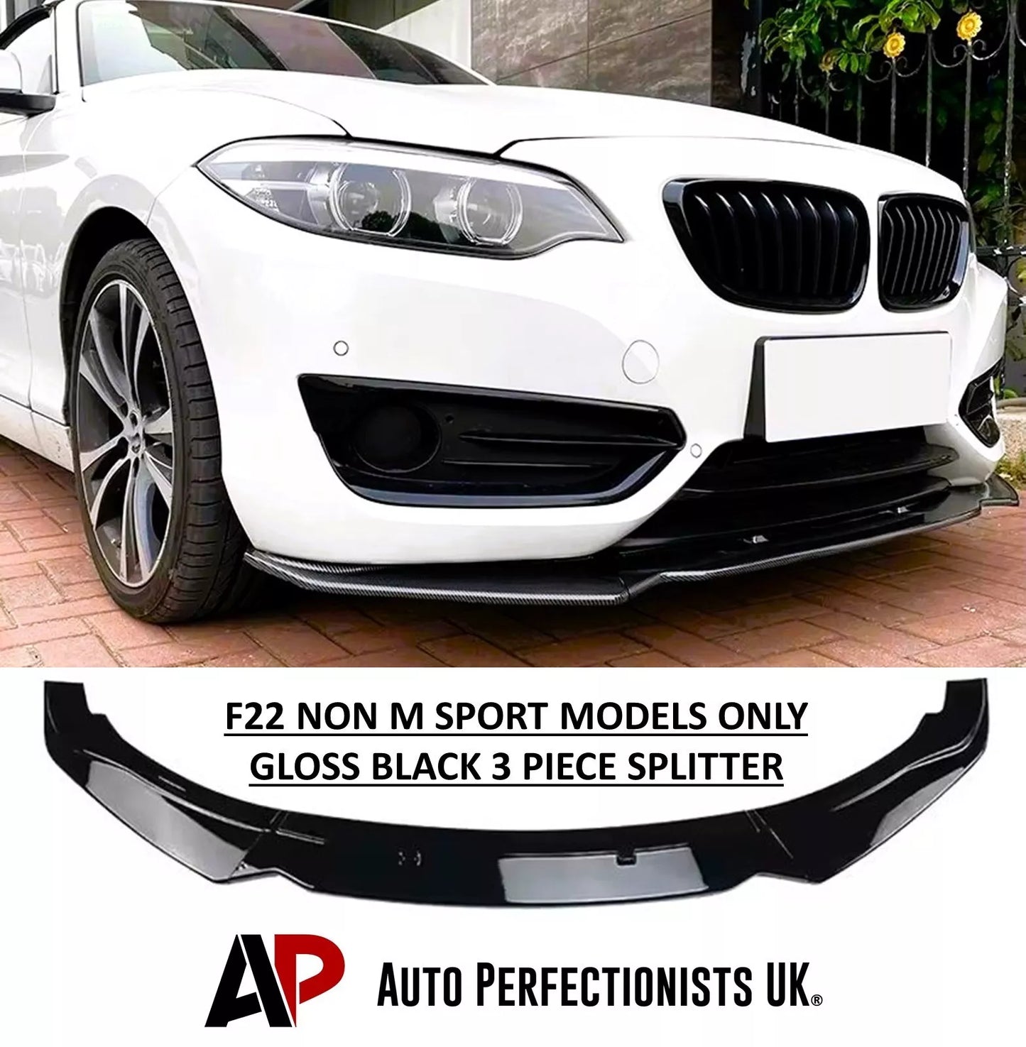BMW 2 Series F22 F23 Front Splitter Spoiler Lip ABS Gloss Black
