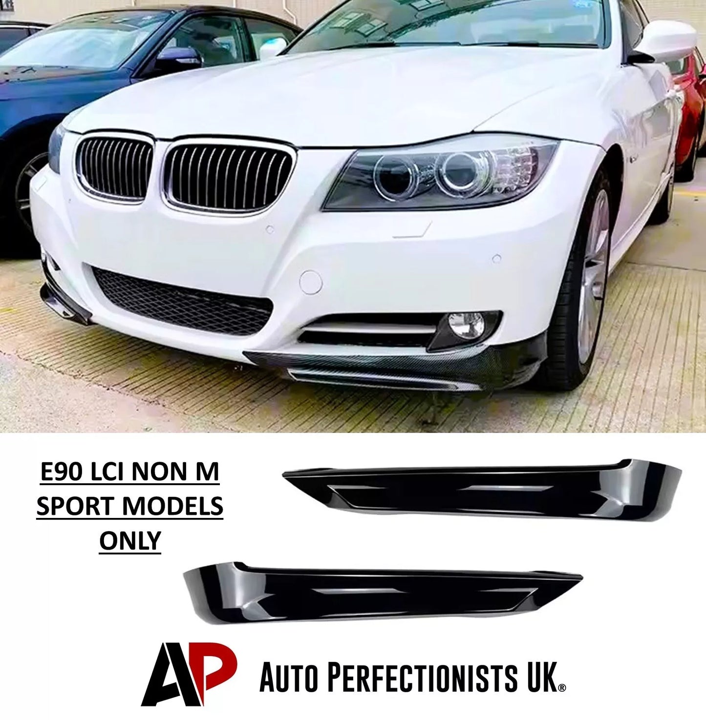 BMW 3 Series E90 E91 LCI Front Corner Splitters ABS Gloss Black