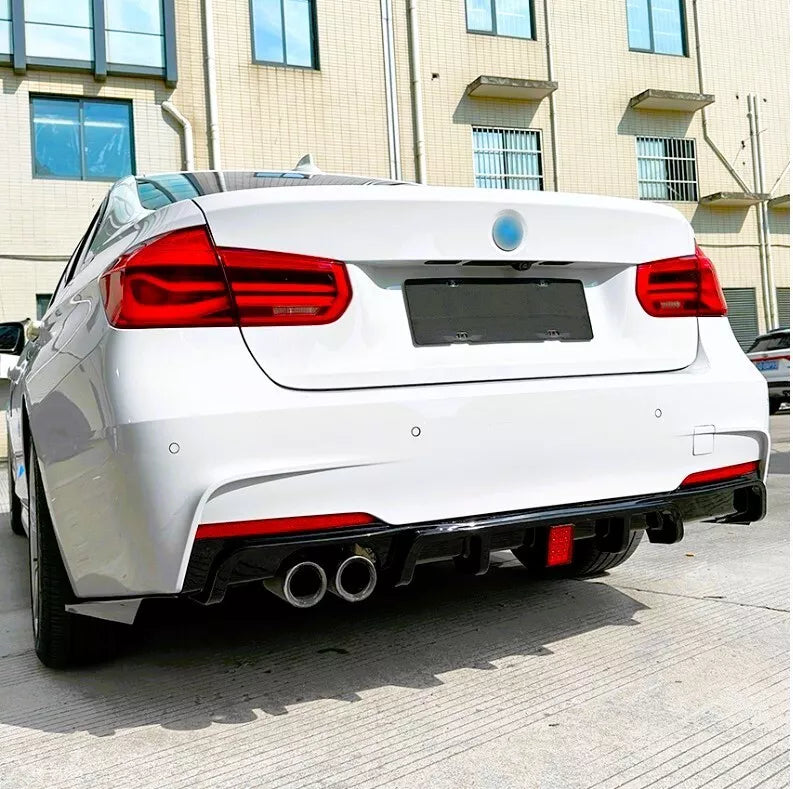 BMW 3 Series F30 F31 Rear Valance Diffuser Twin W/LED ABS Carbon Fibre