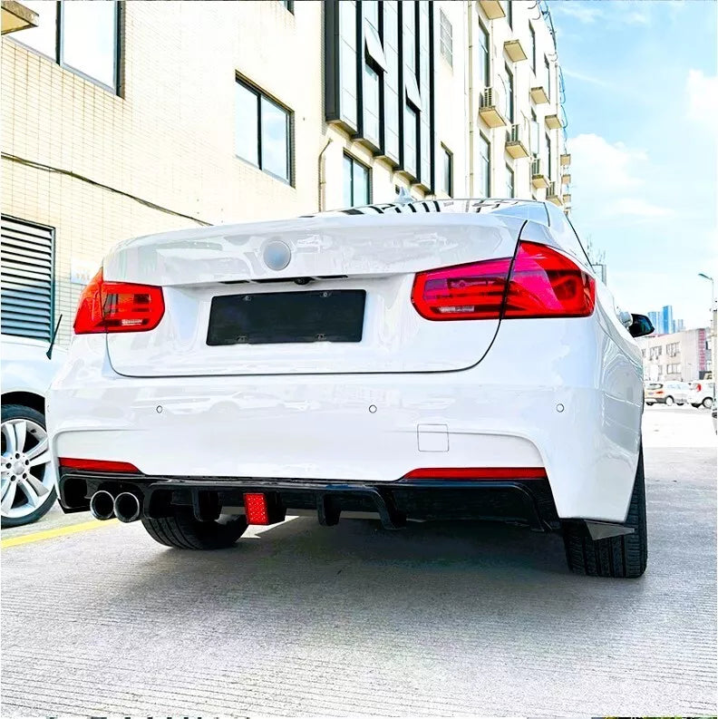 BMW 3 Series F30 F31 Rear Valance Diffuser Twin W/LED ABS Carbon Fibre