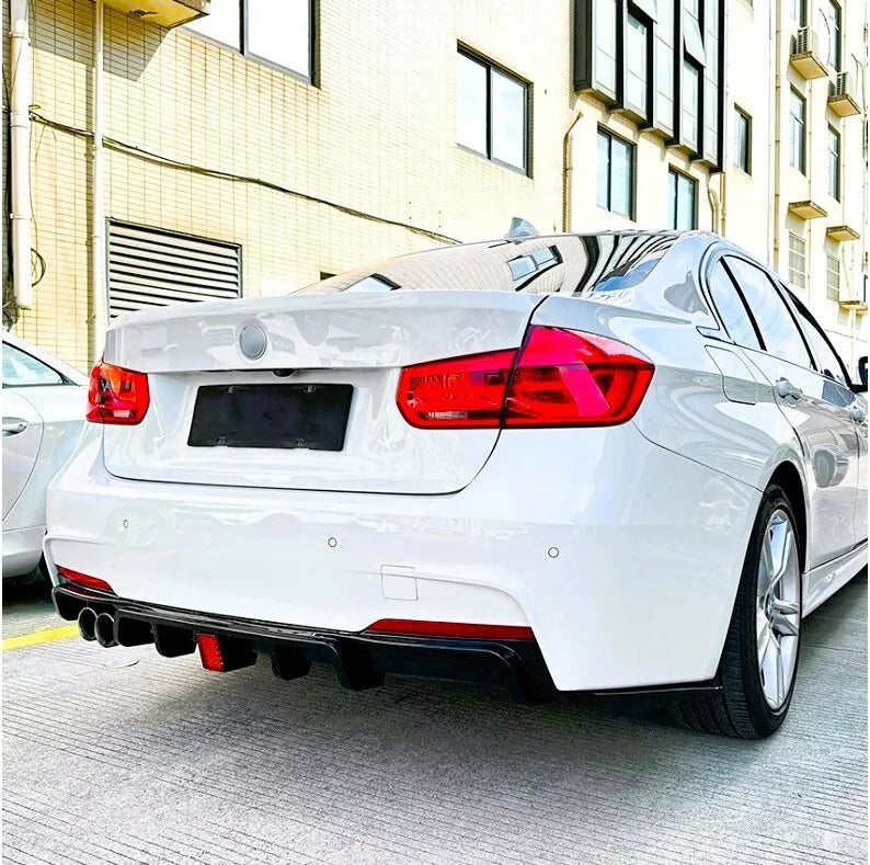 BMW 3 Series F30 F31 Rear Valance Diffuser Twin W/LED ABS Gloss Black