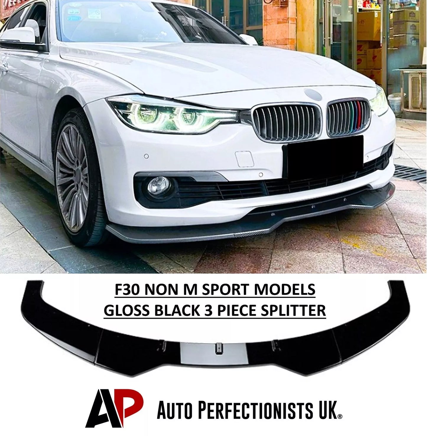 BMW 3 Series F30 F31 Front Splitter M Sport 2011-2019 ABS Gloss Black
