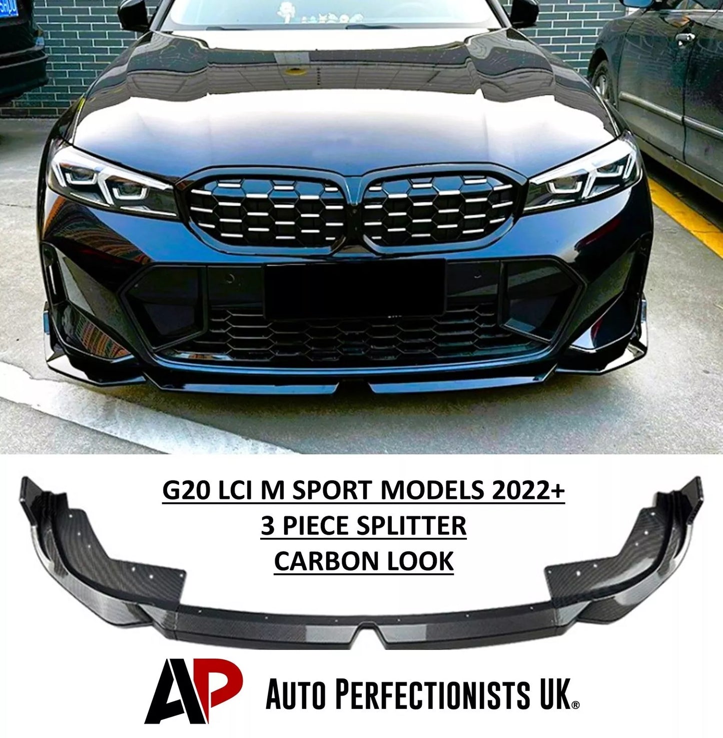 BMW 3 Series G20 G21 Front Splitter Spoiler 2022-2024 ABS Carbon Fibre
