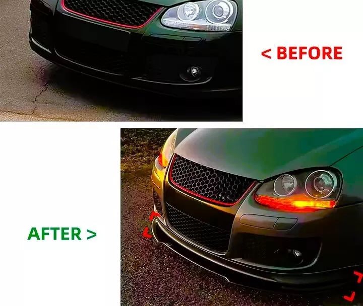 VW Golf MK5 GTI Front Splitter Spoiler 2003-2008 ABS Gloss Black