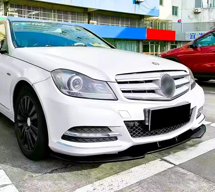 Mercedes C Class W204 Front Splitter Spoiler Lip Kit ABS Gloss Black