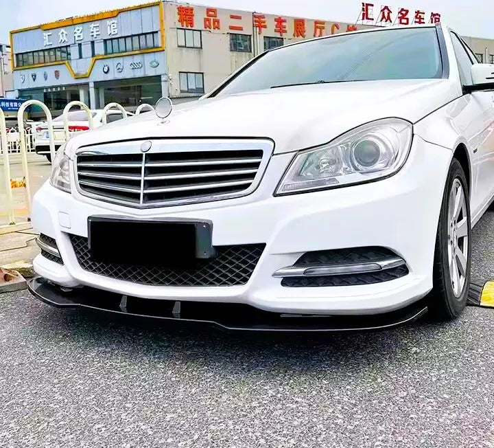 Mercedes C Class W204 Front Splitter Spoiler Lip Kit ABS Gloss Black