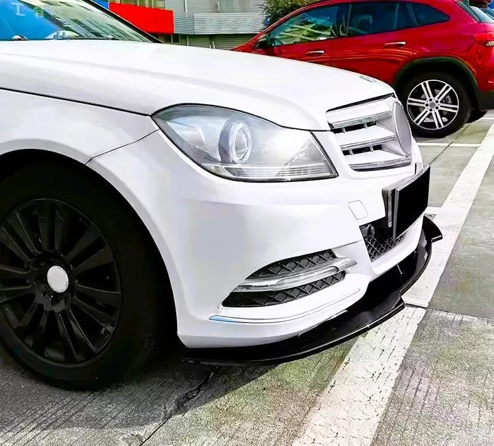 Mercedes C Class W204 Front Splitter Spoiler Lip Kit ABS Gloss Black