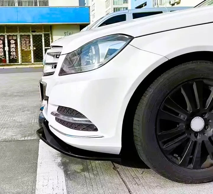 Mercedes C Class W204 Front Splitter Spoiler Lip Kit ABS Gloss Black
