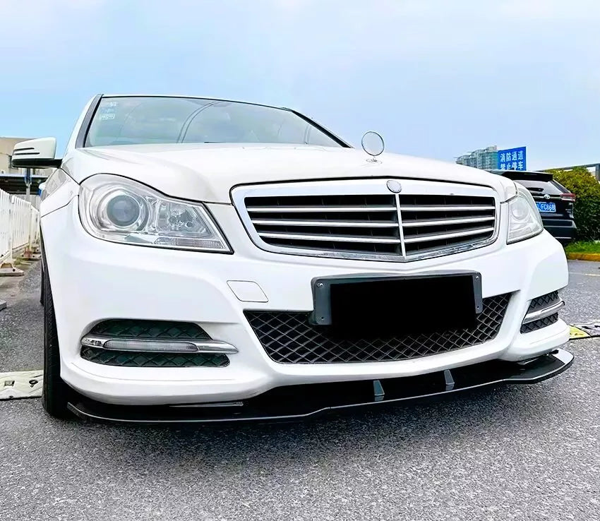 Mercedes C Class W204 Front Splitter Spoiler Lip Kit ABS Gloss Black
