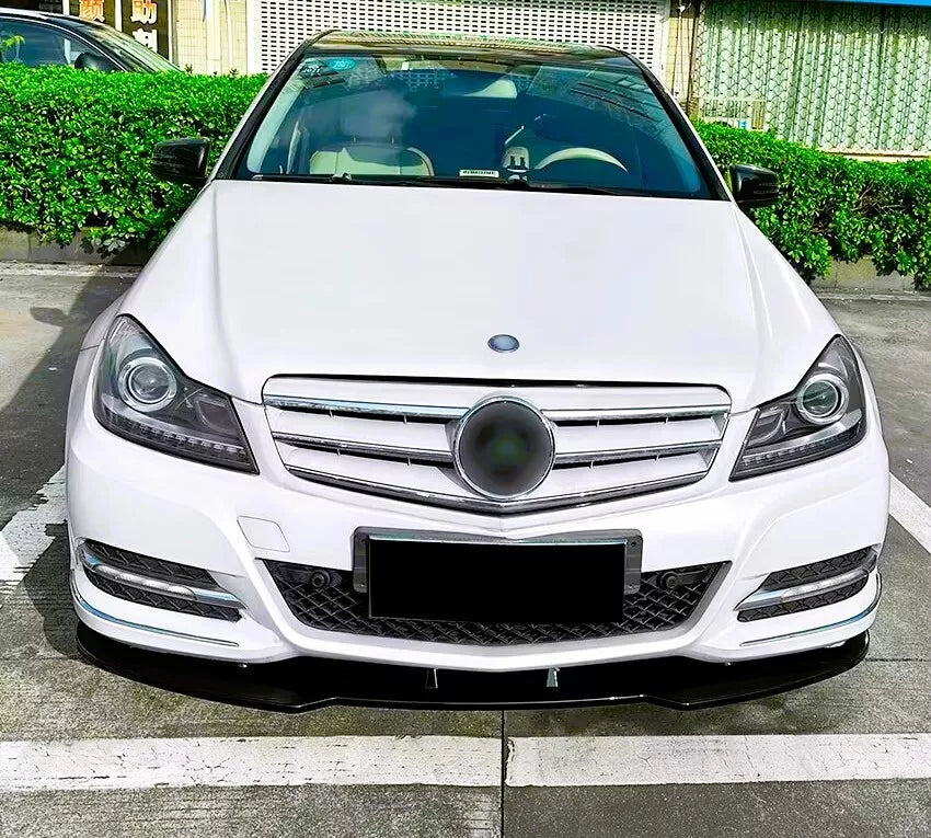 Mercedes C Class W204 Front Splitter Spoiler Lip Kit ABS Gloss Black