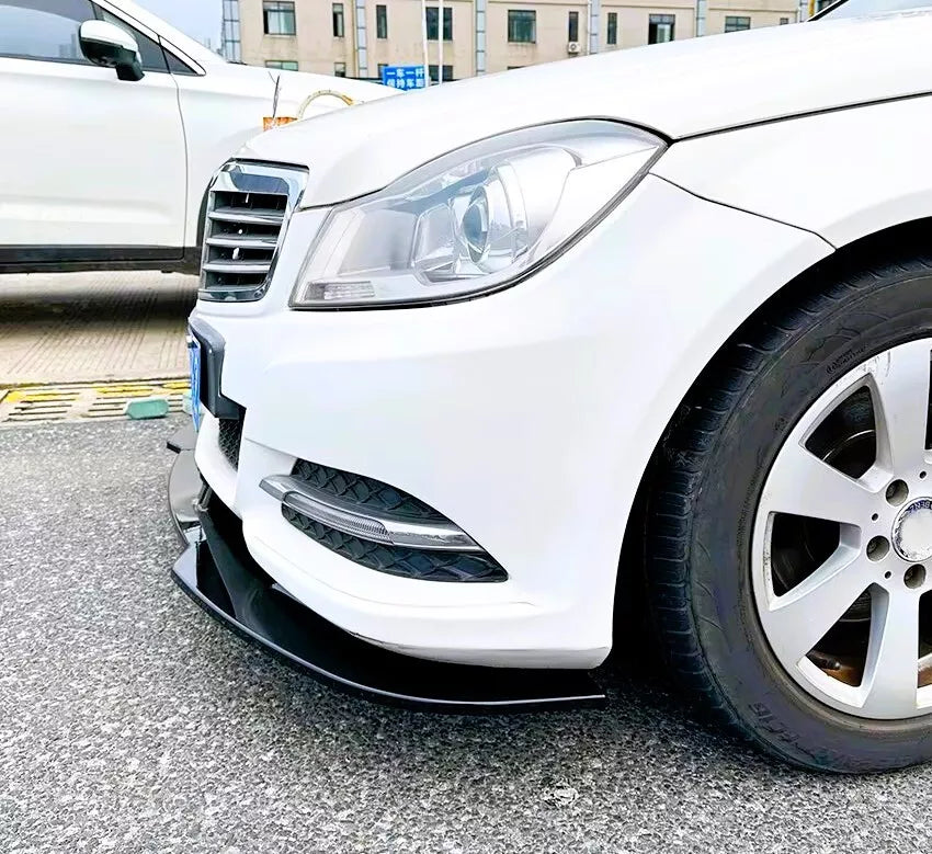 Mercedes C Class W204 Front Splitter Spoiler Lip Kit ABS Gloss Black