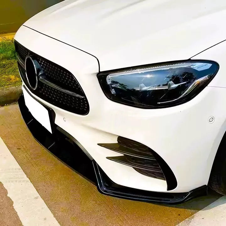Mercedes E Class E43 E53 AMG Front Splitter Spoiler ABS Gloss Black
