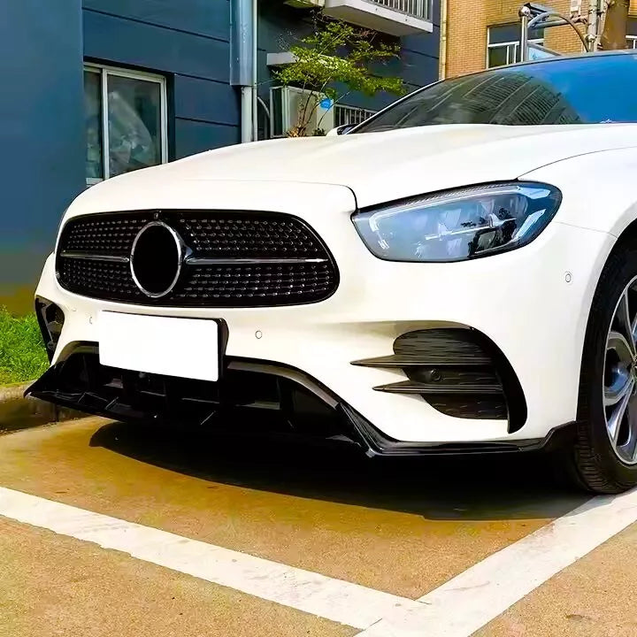 Mercedes E Class E43 E53 AMG Front Splitter Spoiler ABS Gloss Black