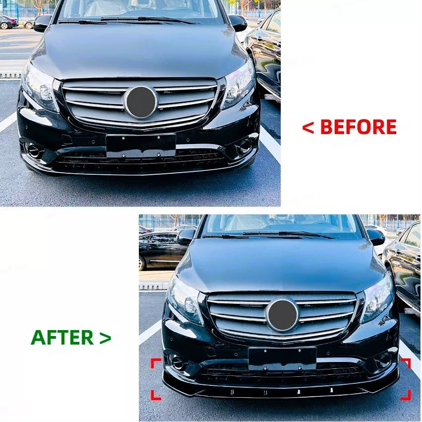 Mercedes V Class W447 Front Splitter Spoiler 14-22 ABS Gloss Black