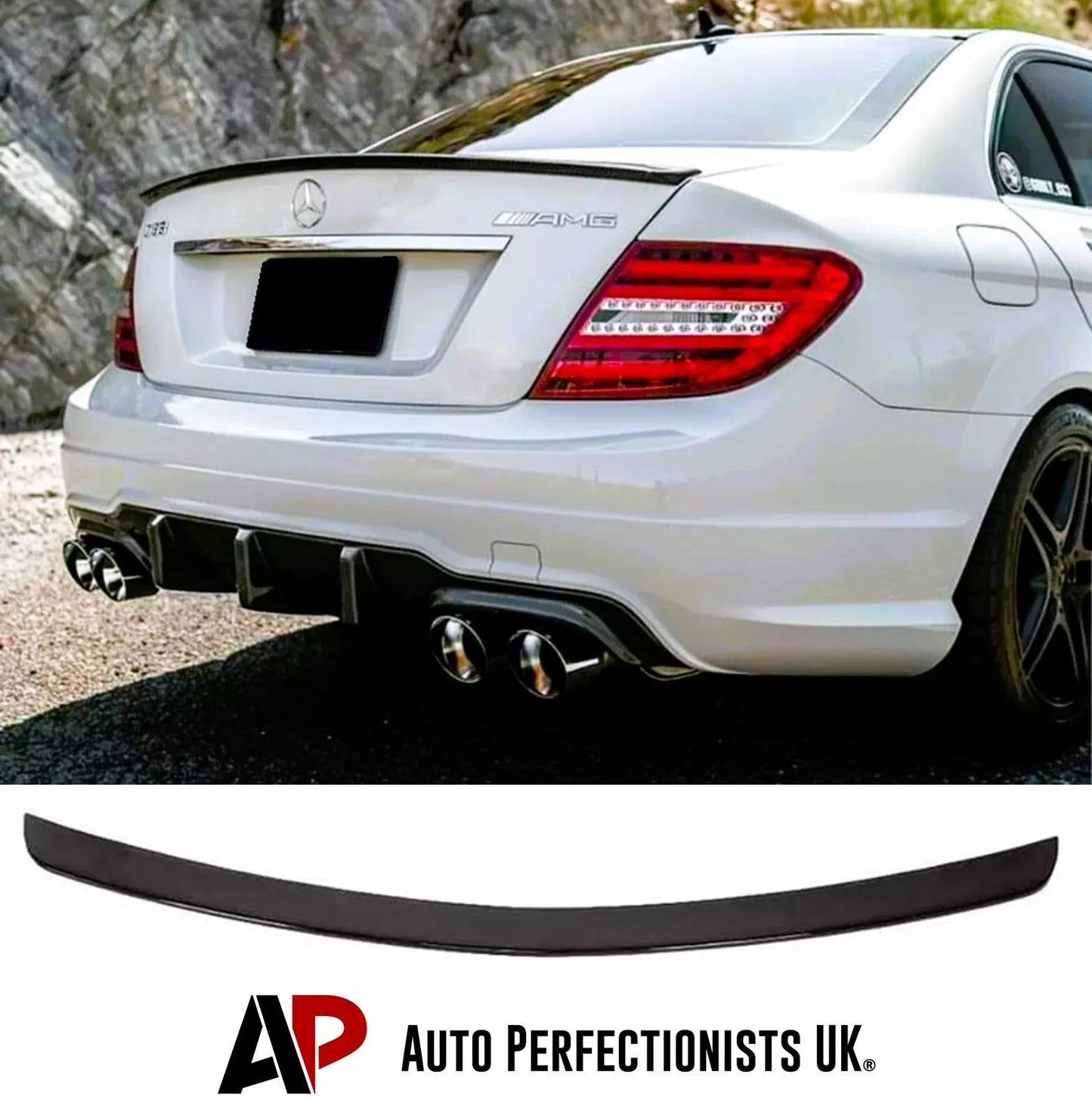 Mercedes C Class W204 Rear Boot Spoiler Wing Body Kit ABS Gloss Black