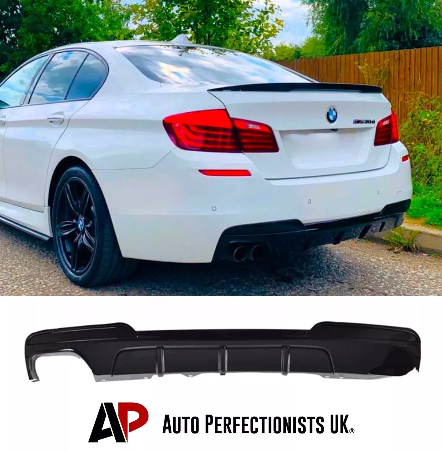 BMW 5 Series F10 F11 Rear Valance Diffuser 10-17 ABS Gloss Black