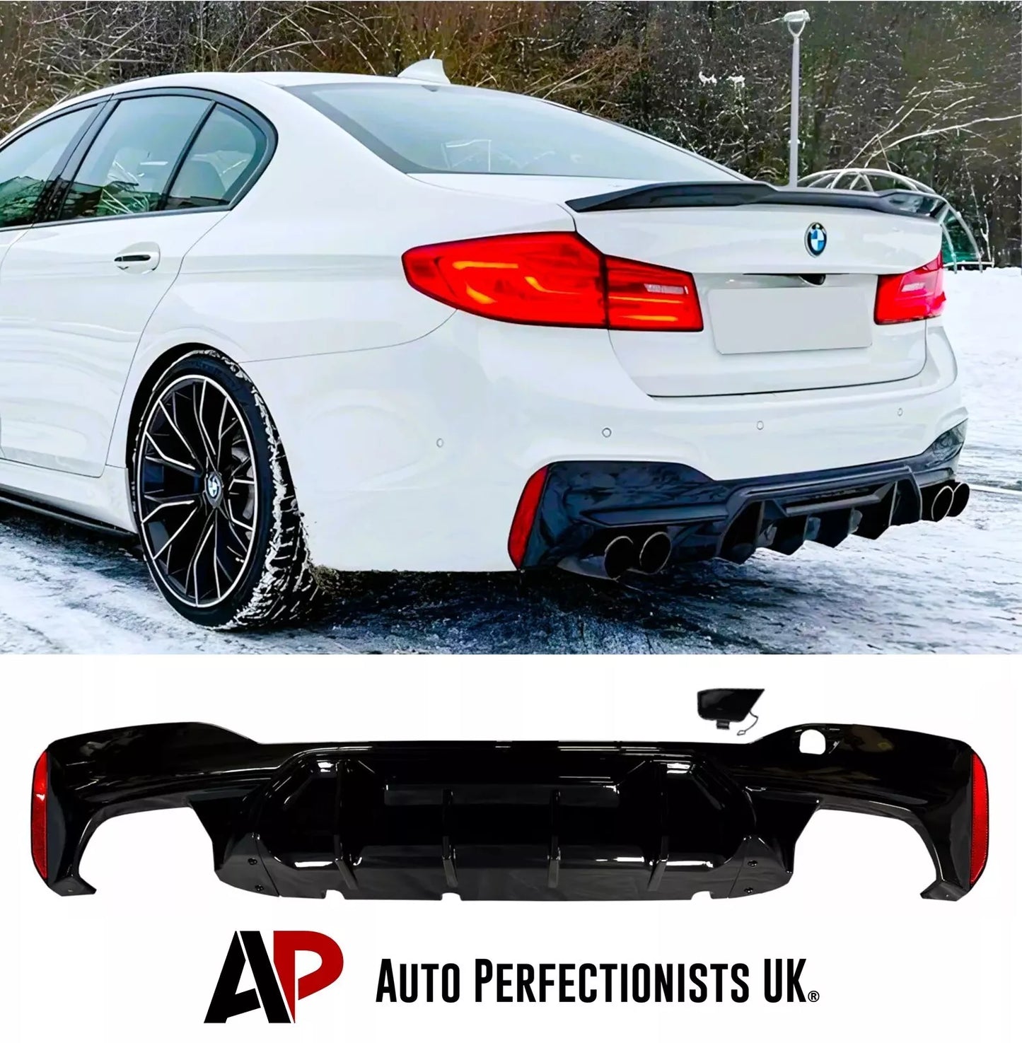 BMW 5 Series G30 Rear Valance Diffuser 2018-2024 ABS Gloss Black