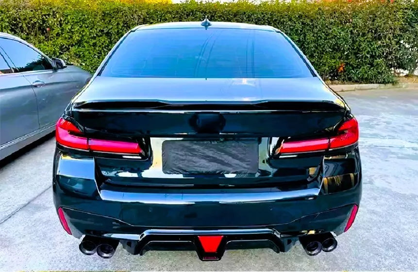 BMW 5 Series G30 Rear Valance Diffuser W/LED 18-20 ABS Gloss Black