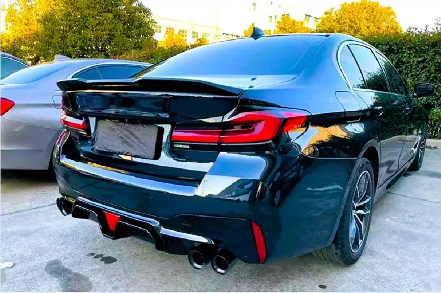 BMW 5 Series G30 Rear Valance Diffuser W/LED 18-20 ABS Gloss Black