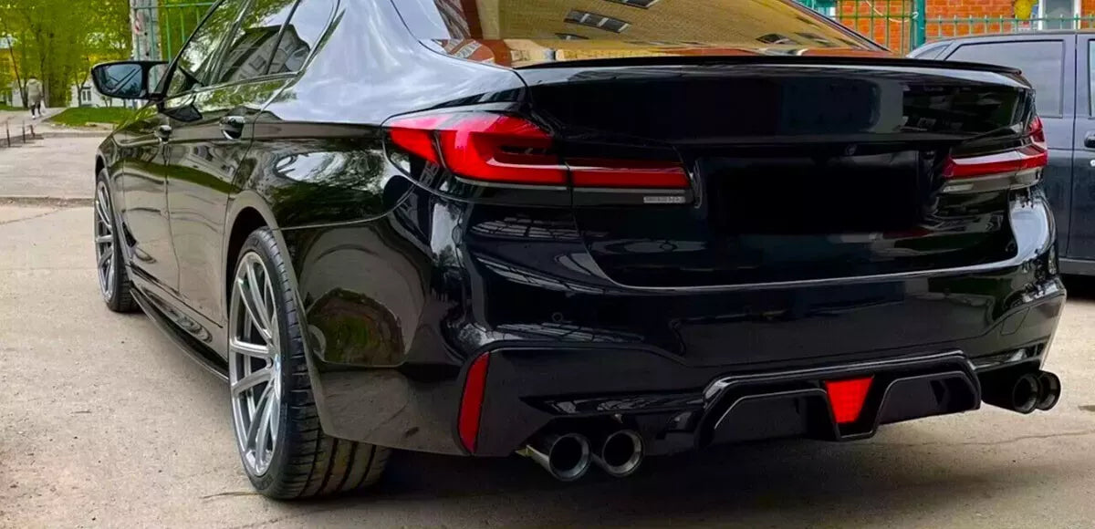 BMW 5 Series G30 Rear Valance Diffuser W/LED 18-20 ABS Gloss Black