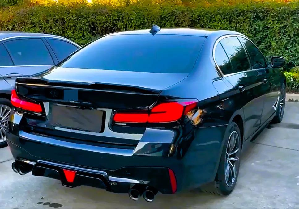 BMW 5 Series G30 Rear Valance Diffuser W/LED 18-20 ABS Gloss Black