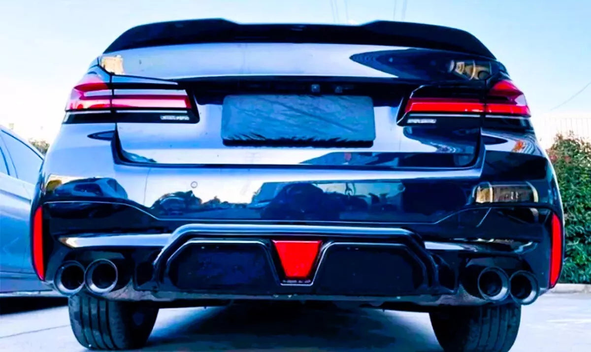 BMW 5 Series G30 Rear Valance Diffuser W/LED 18-20 ABS Gloss Black