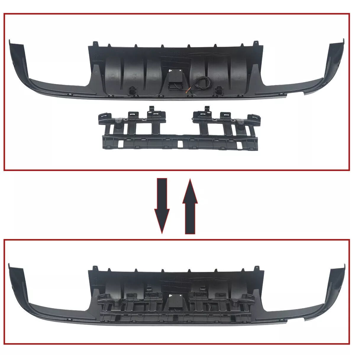 Mercedes C Class W205 AMG Line Rear Diffuser ABS Gloss Black 14-18