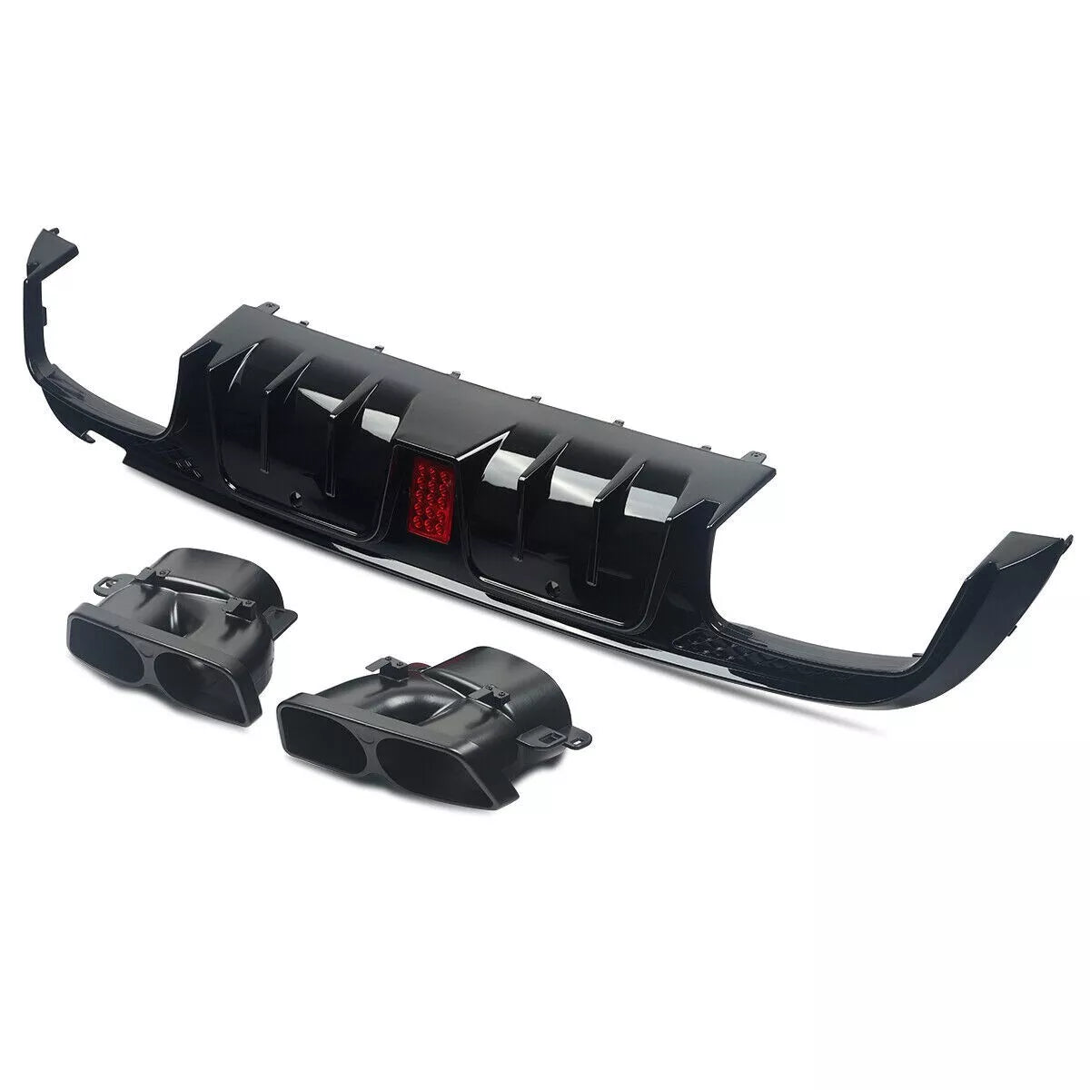 Mercedes C Class W205 AMG Line Rear Diffuser ABS Gloss Black 14-18
