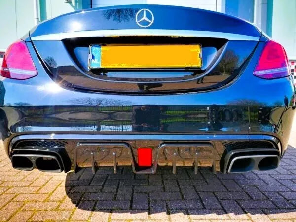 Mercedes C Class W205 AMG Line Rear Diffuser ABS Gloss Black 14-18