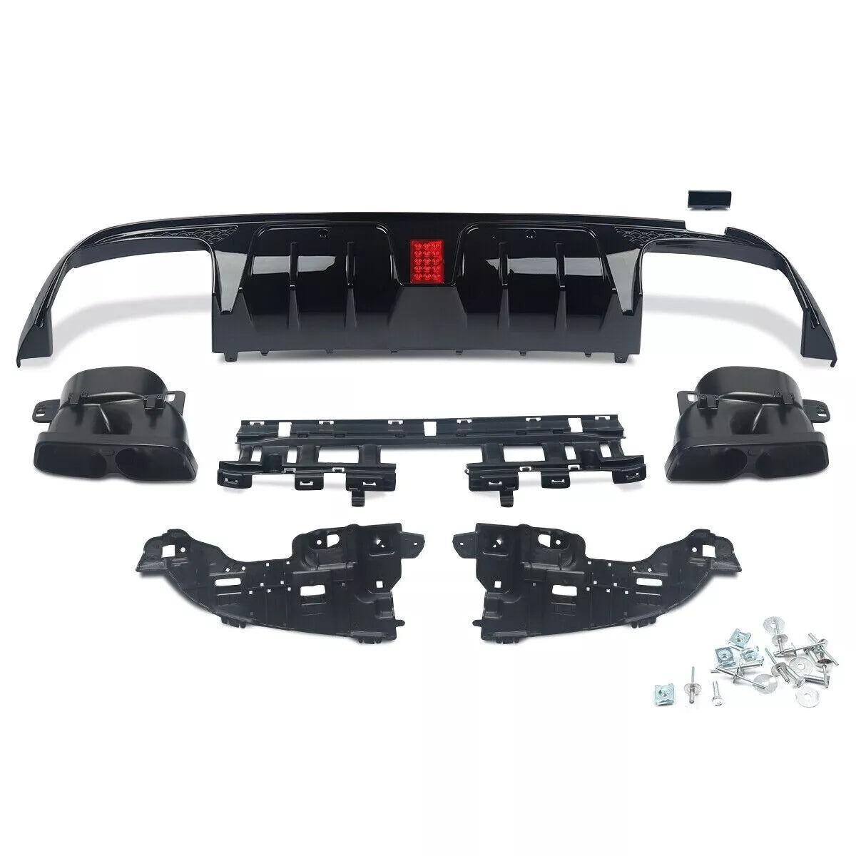 Mercedes C Class W205 AMG Line Rear Diffuser ABS Gloss Black 14-18