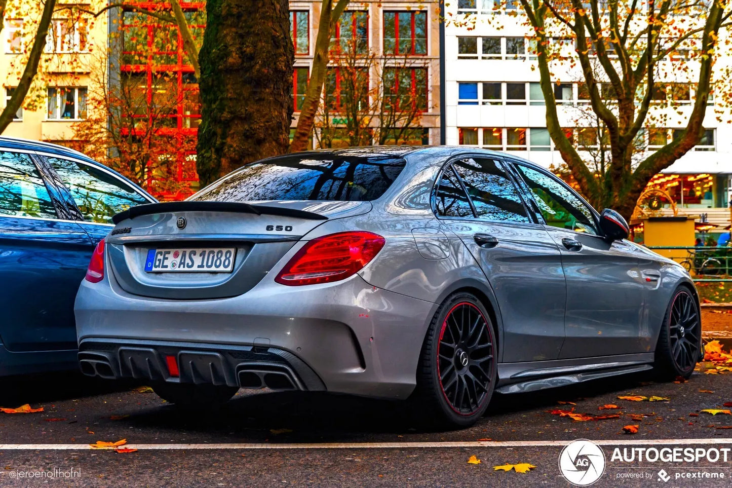 Mercedes C Class W205 AMG Line Rear Diffuser ABS Gloss Black 14-18