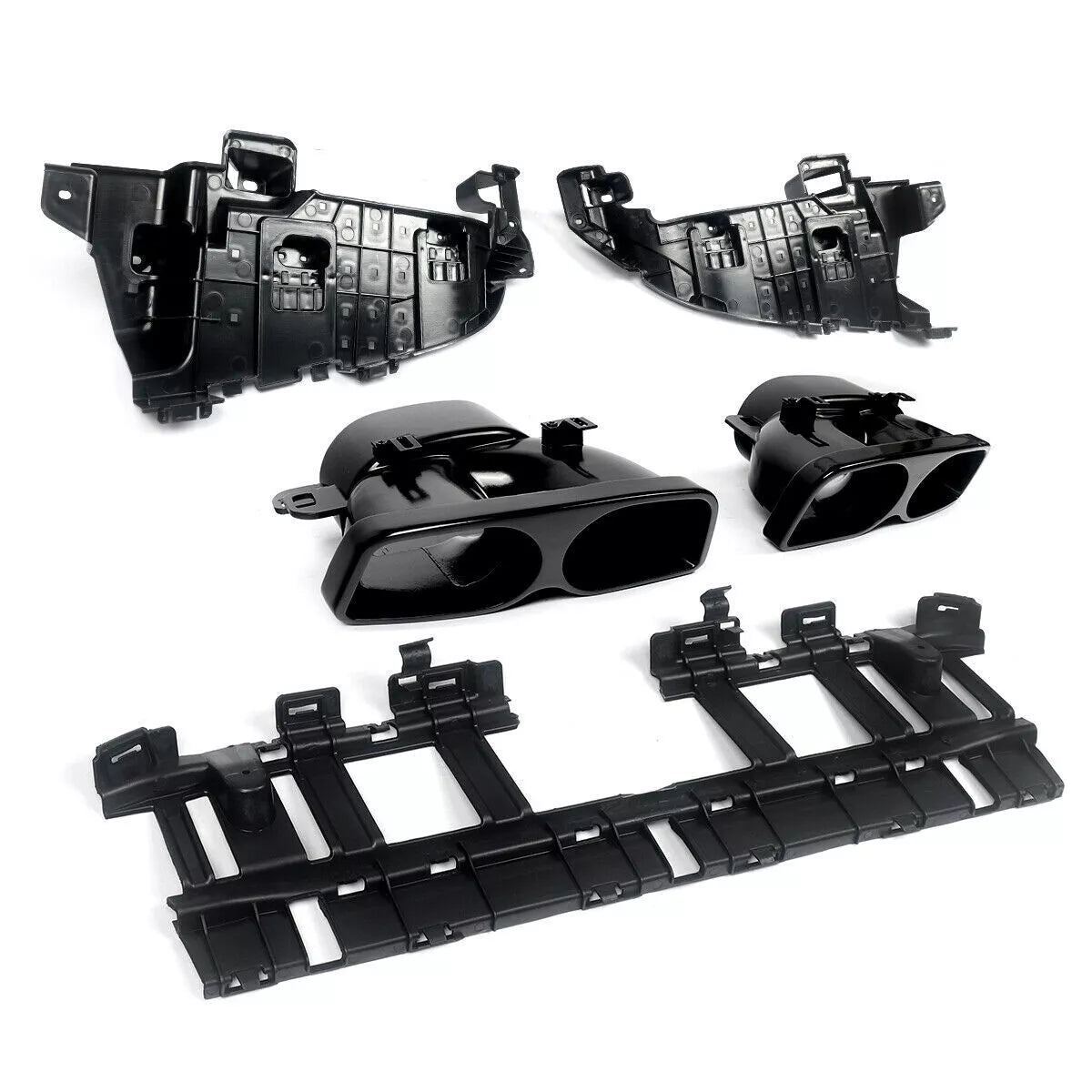 Mercedes C Class W205 AMG Line Rear Diffuser ABS Gloss Black 14-18