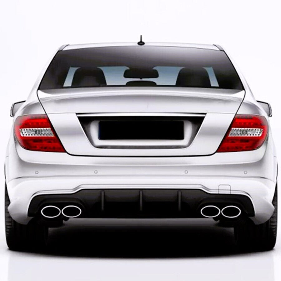 Mercedes C Class C63 AMG Rear Diffuser Valance 2011-15 ABS Gloss Black