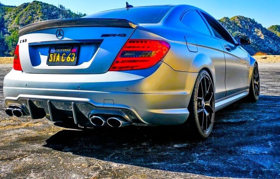 Mercedes C Class C63 AMG Rear Diffuser Valance 2011-15 ABS Gloss Black
