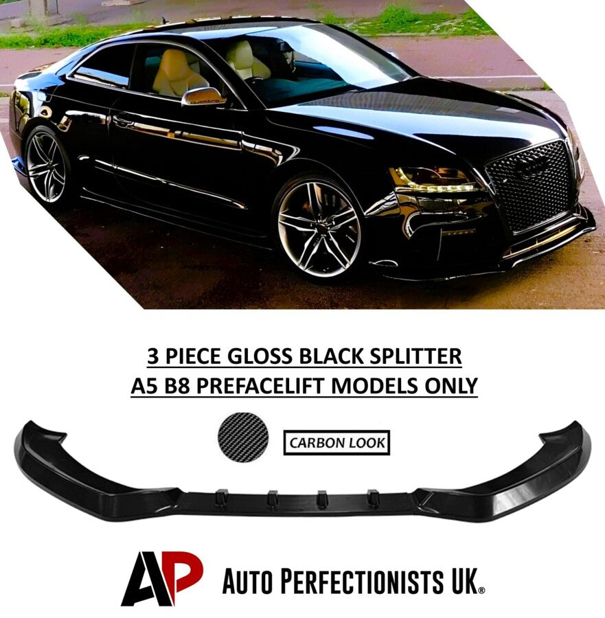 Audi A5 B8 Prefacelift Front Splitter Spoiler 07-11 ABS Carbon Fibre