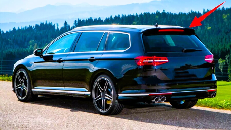 VW Passat B8 Estate Rear Roof Spoiler Wing 14-22 ABS Gloss Black