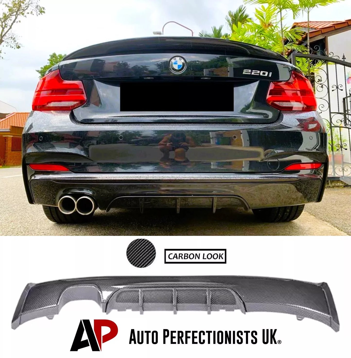 BMW 2 Series F22 F23 Rear Valance Diffuser 13-21 ABS Carbon Fibre