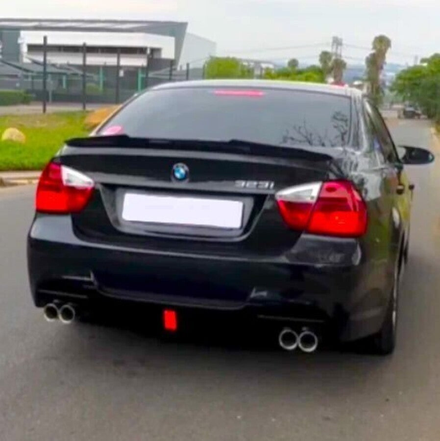 BMW 3 Series E90 E91 Rear Valance Diffuser 04-13 W/LED ABS Gloss Black