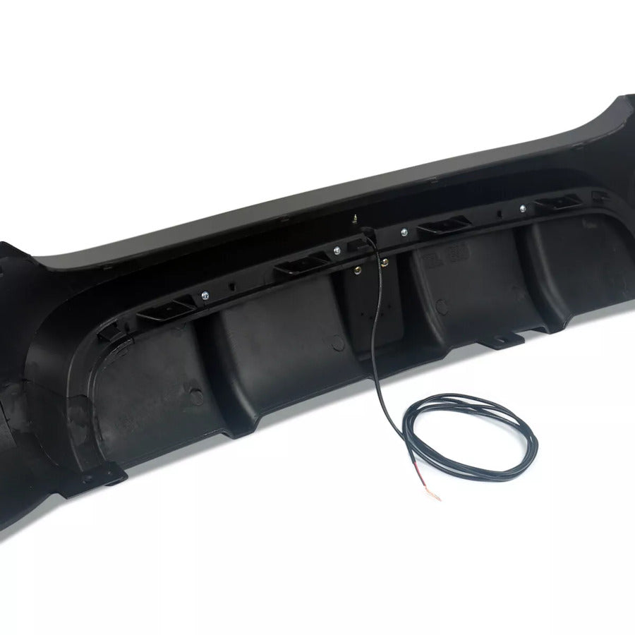BMW 3 Series E90 E91 Rear Valance Diffuser 04-13 W/LED ABS Gloss Black