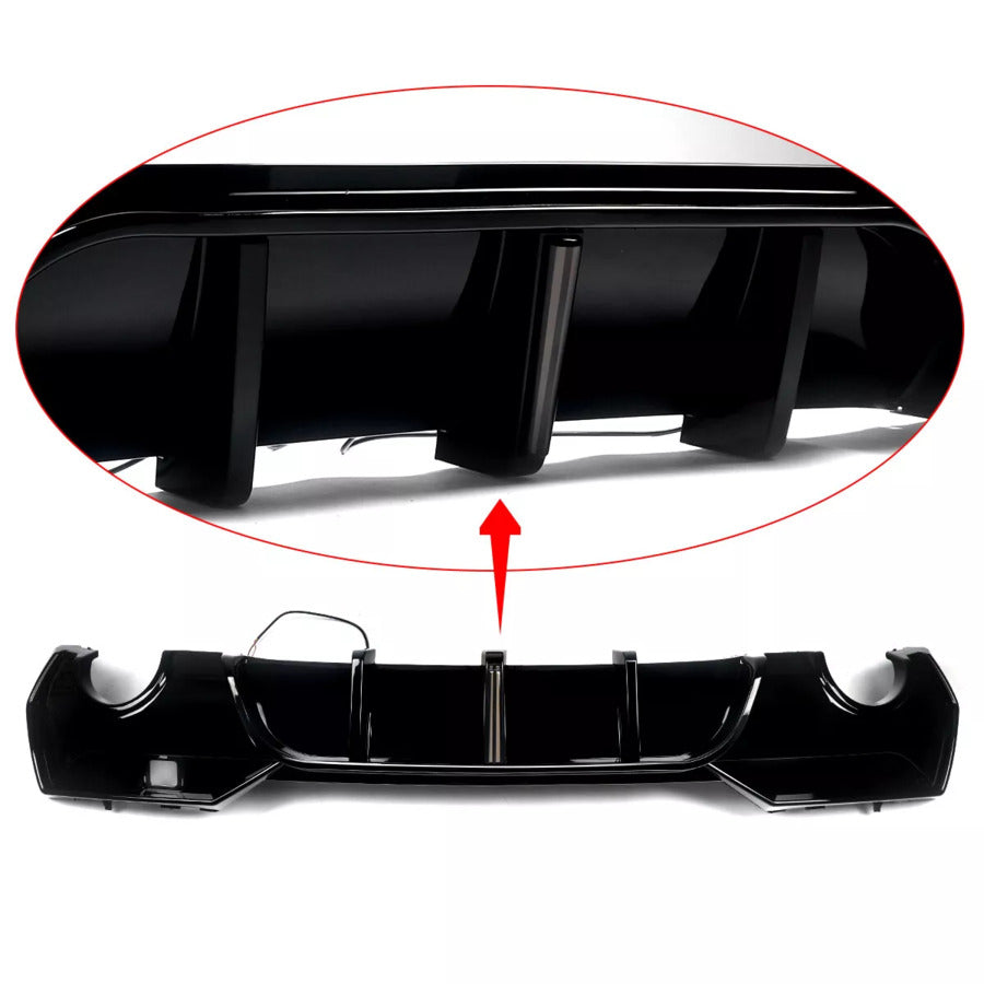BMW 4 Series G22 G23 Rear Diffuser Valance W/LED ABS Gloss Black