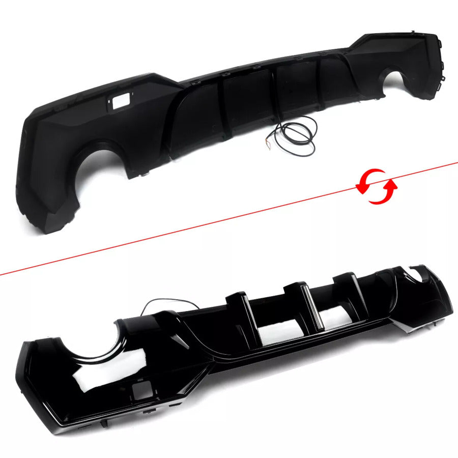 BMW 4 Series G22 G23 Rear Diffuser Valance W/LED ABS Gloss Black